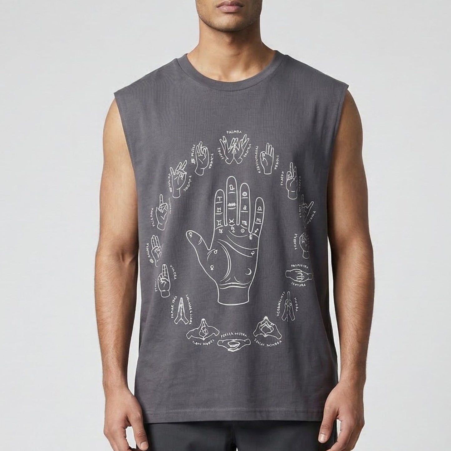 MUDRA Print Sleeveless Crew T shirt