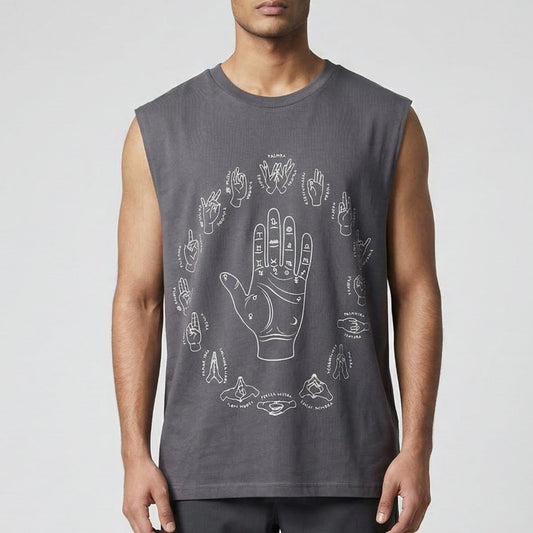 MUDRA Print Sleeveless Crew T shirt