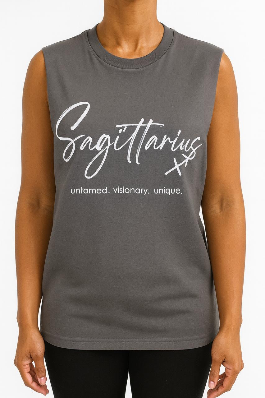 Star Sign Sleeveless Crew T-Shirt